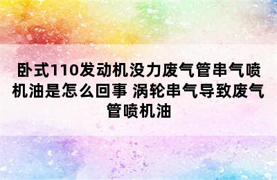 卧式110发动机没力废气管串气喷机油是怎么回事 涡轮串气导致废气管喷机油